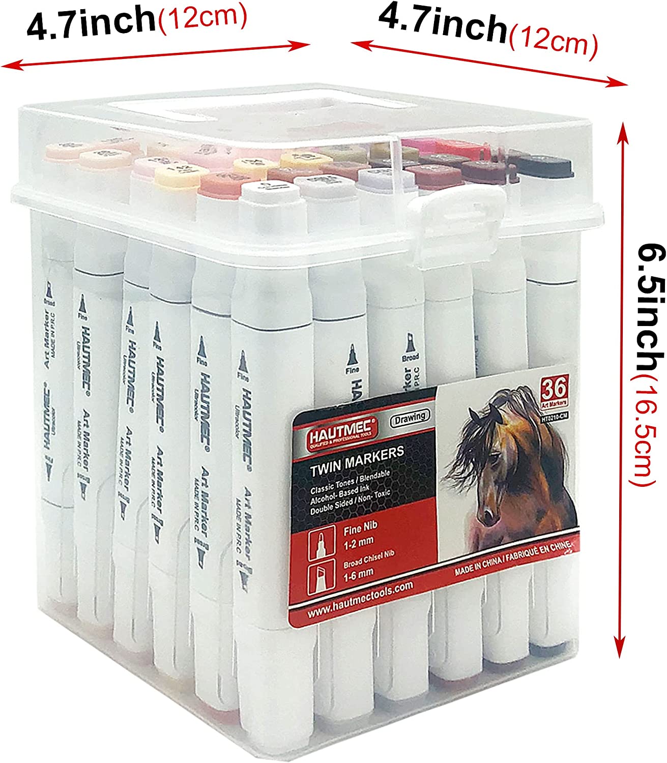 HAUTMEC 36 Skin Tone Markers Brush Tip Double, Tipped Alcohol Based Brush Markers for Adult Coloring | Kids Drawing | Sketching Card | Making Illustration HT0210