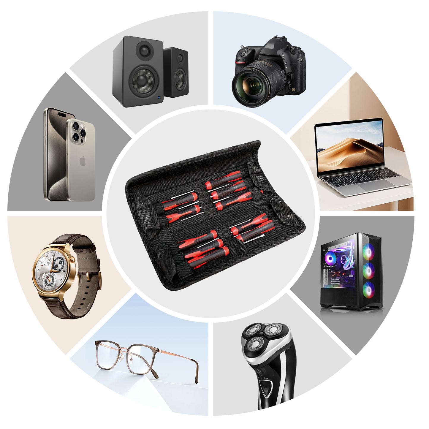 HAUTMEC 11-PCS Precision Mini Screwdriver Set with Telescoping Magnetic Pickup Tool, Phillips, Flat, Torx, Pouch, CRV Steel Shaft Magnetic Tiny Screwdriver Set for Eyeglass, Watch, Laptop, Phone, HT0421