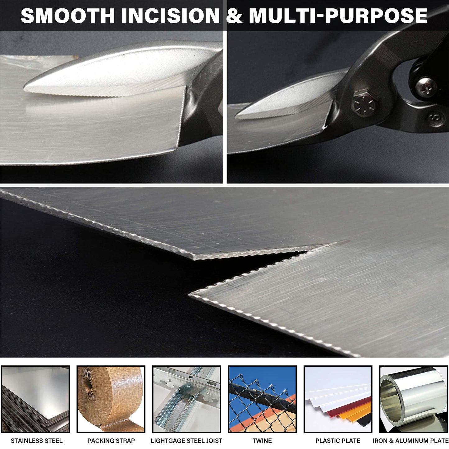 HAUTMEC 3-Piece Aviation Tin Snips for Cutting Metal Sheet, CR-V Steel Miter Shears for Straight, Left & Right Cuts, 10 Inch Heavy-Duty Sheet Metal Cutters with Safety Lock & Ergonomic Grip –HTSSM25063