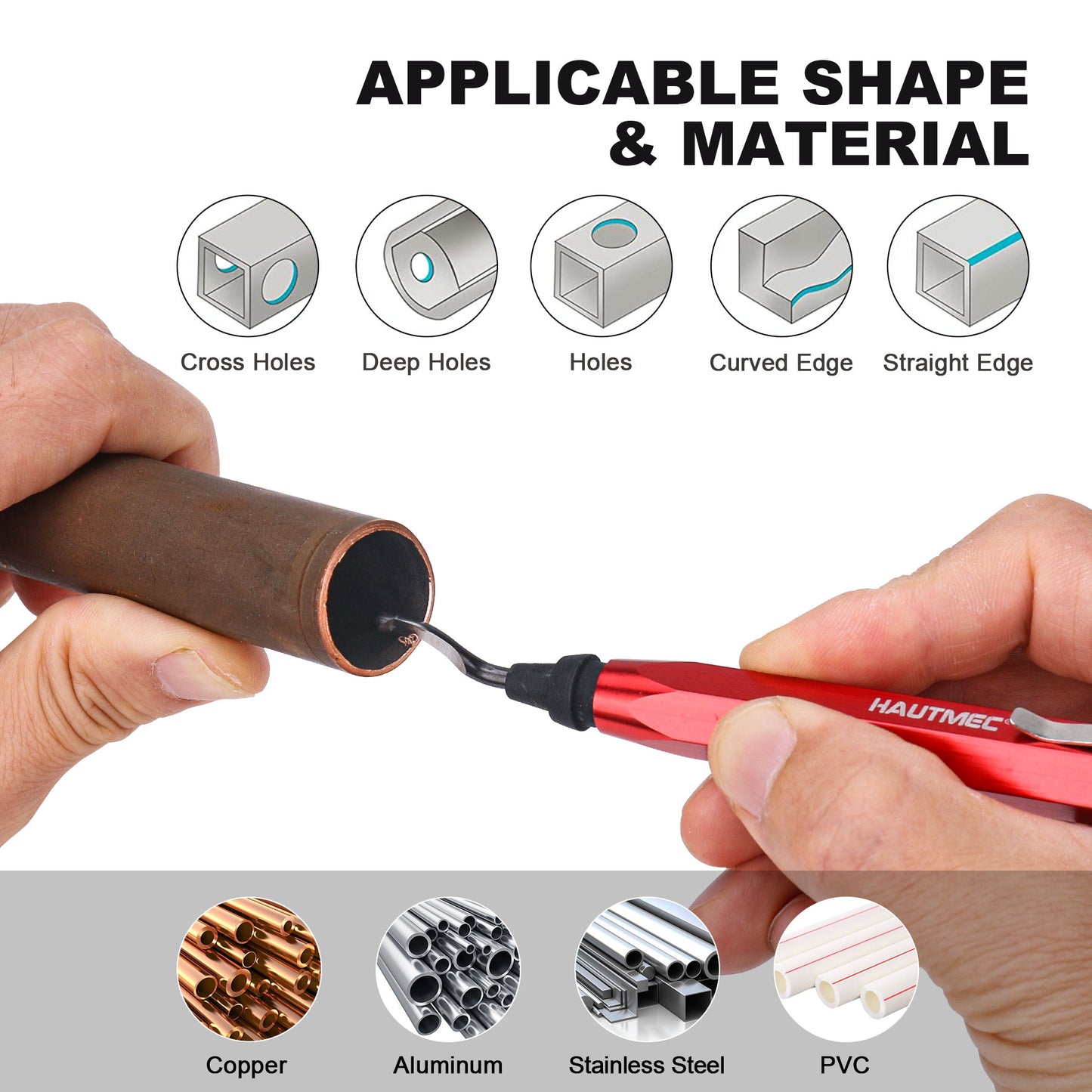 HAUTMEC Copper Tubing Cutter Set 3 PCS Copper Pipe Cutter Tool, In Portable Storage Case, Includes 1/2 in., 3/4 in., and 1 in. Cutters, Reaming Pen, 3 Spare Cutting Wheels, 1 Spare Deburring Blade,HT0354