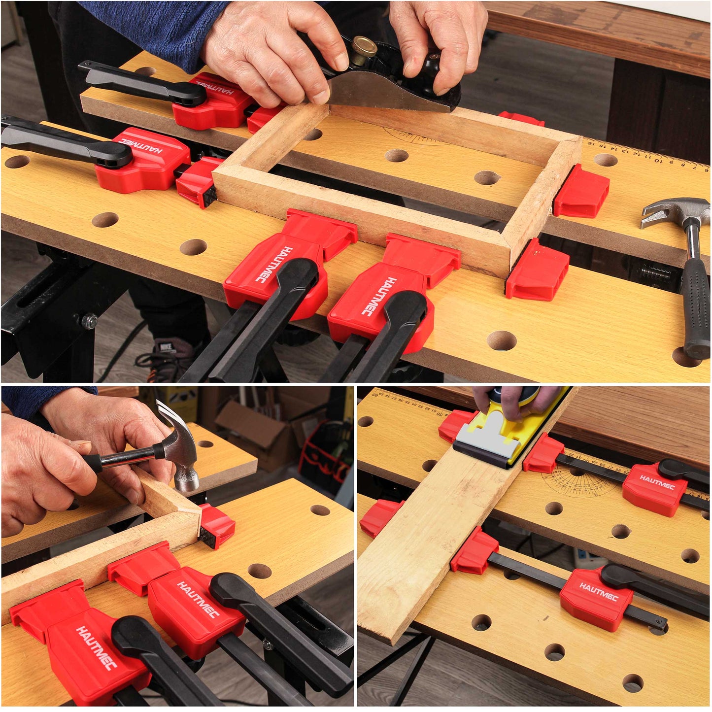 HAUTMEC Quick-Change Clamping Elements, Adjustable Desktop Bar Clamps, Bench Dog Clamps for Woodworking HT0276-CL