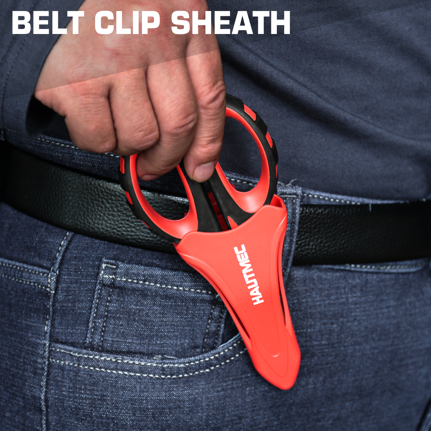 HAUTMEC Electrician Scissor, 6-1/4" Professional Electrician Shears with Stainless Serrated Blade, Cable Shears With Crimp, Notch Blade With Sheath, Comfortable Reinforced Fiberglass Handle,HT0416