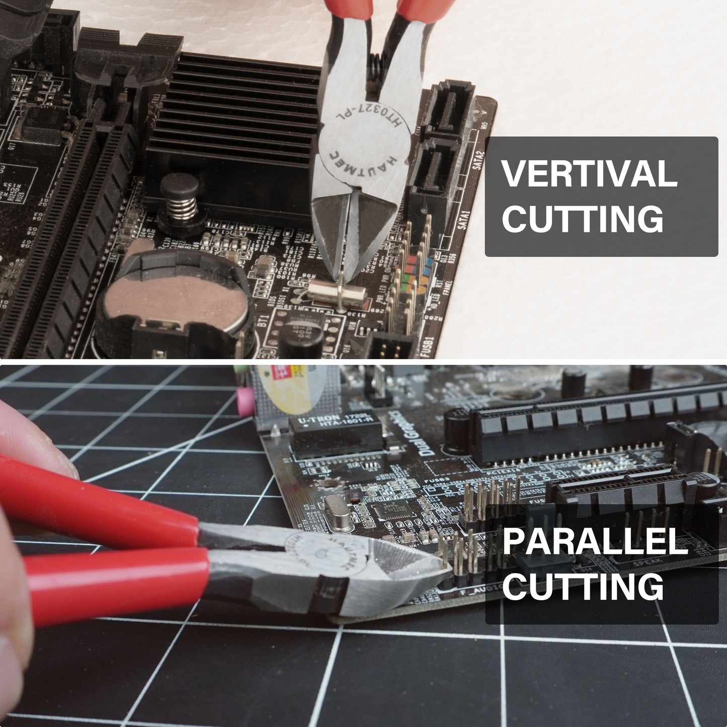 HAUTMEC 5" Precise Small Flush Cutting of Engineer Wire Cutter Plier with Location Pin for Fine Shearing, Perfect for Circuit Board Cutting, Electronic Components, HT0327