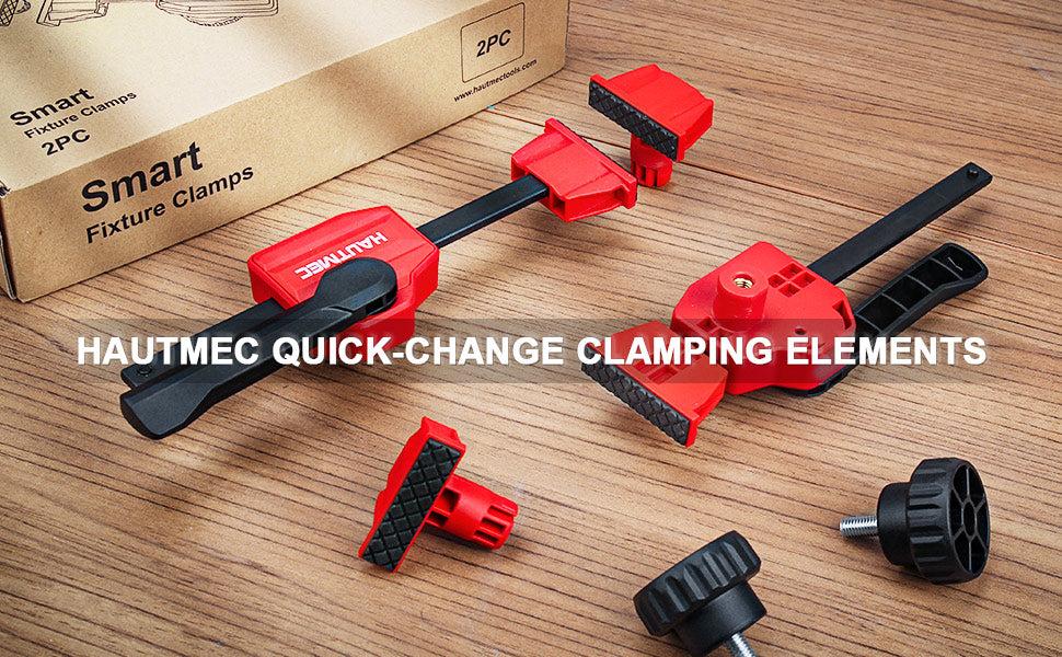 HAUTMEC 3/4" Bench Dog Clamp, Quick-Release Hold Down Clamps for 19mm Dog Holes, 170 Lbs Clamping Force, Adjustable Bench Clamps for Woodworking, Assembling, Gluing, 4 Pack - HT0276-2pc