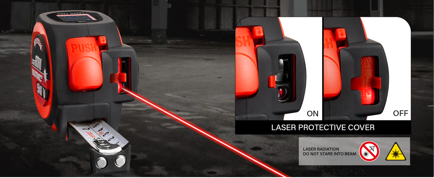 HAUTMEC 2 in 1 Digital Laser Tape Measure, 197ft/60m Digital Measuring Tape & 16ft/5m Auto Lock Tape Measure, Support to Pythagorean, Area, Volume Rechargeable, for Construction 25048