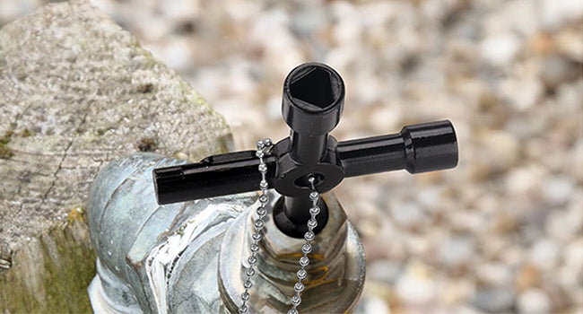 HAUTMEC 4 Way Sillcock Water Key Set 2 PCS, Universal Cross Water Spigot Key, Zinc Alloy Multi-Function Utility Key for Silcock Key 4 Way Faucets Valves Spigots, HT0438-WK