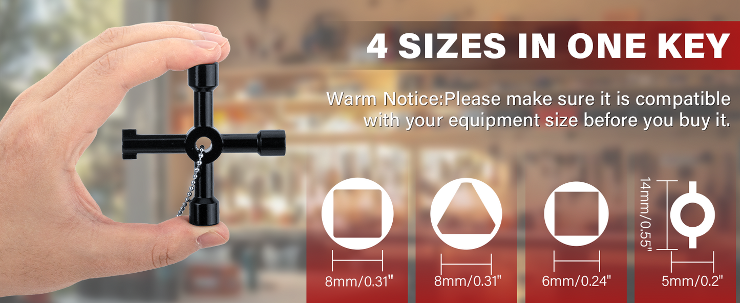 HAUTMEC 4 Way Sillcock Water Key Multi-functional Universal Cross Water Spigot Key Zinc Alloy Plumbers Electricians Valve Tools Black Silcock Key 4 Way, HT0099-SY