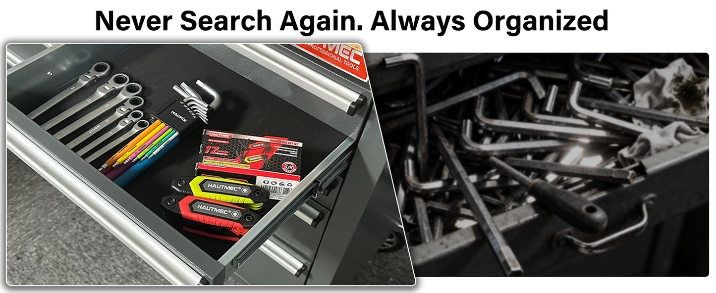 HAUTMEC 17PCS Folding Allen Wrench Set, Compact SAE & Metric Hex Key Set, Color-Coded Non-Slip Grip Allen Key Set, Heated Treated CR-V Steel Hex Wrench Sets, for Bike, Motorcycle & Machinery Repair HTHKH25041