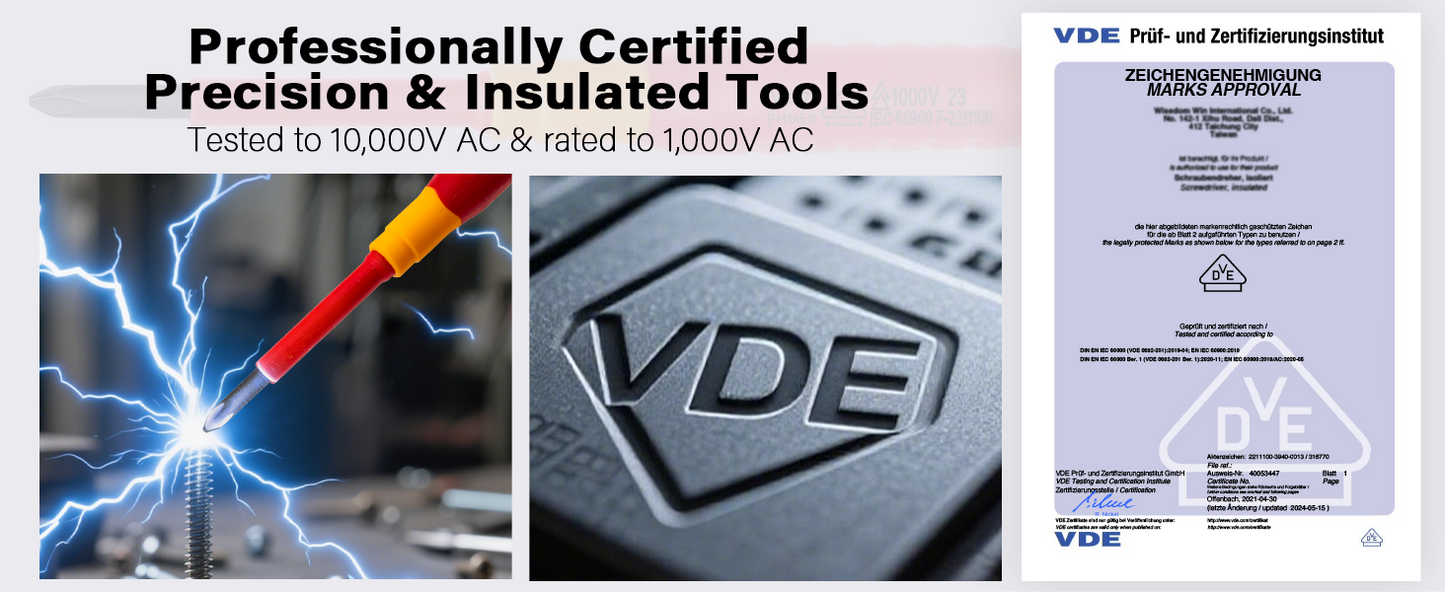 HAUTMEC 6PCS Small Precision Screwdriver Set 1000V Mini Insulated Screwdriver Set with VDE Certified, S2 Steel, Slotted and Phillips Magnetic Tip for Electrical Work, HT0313