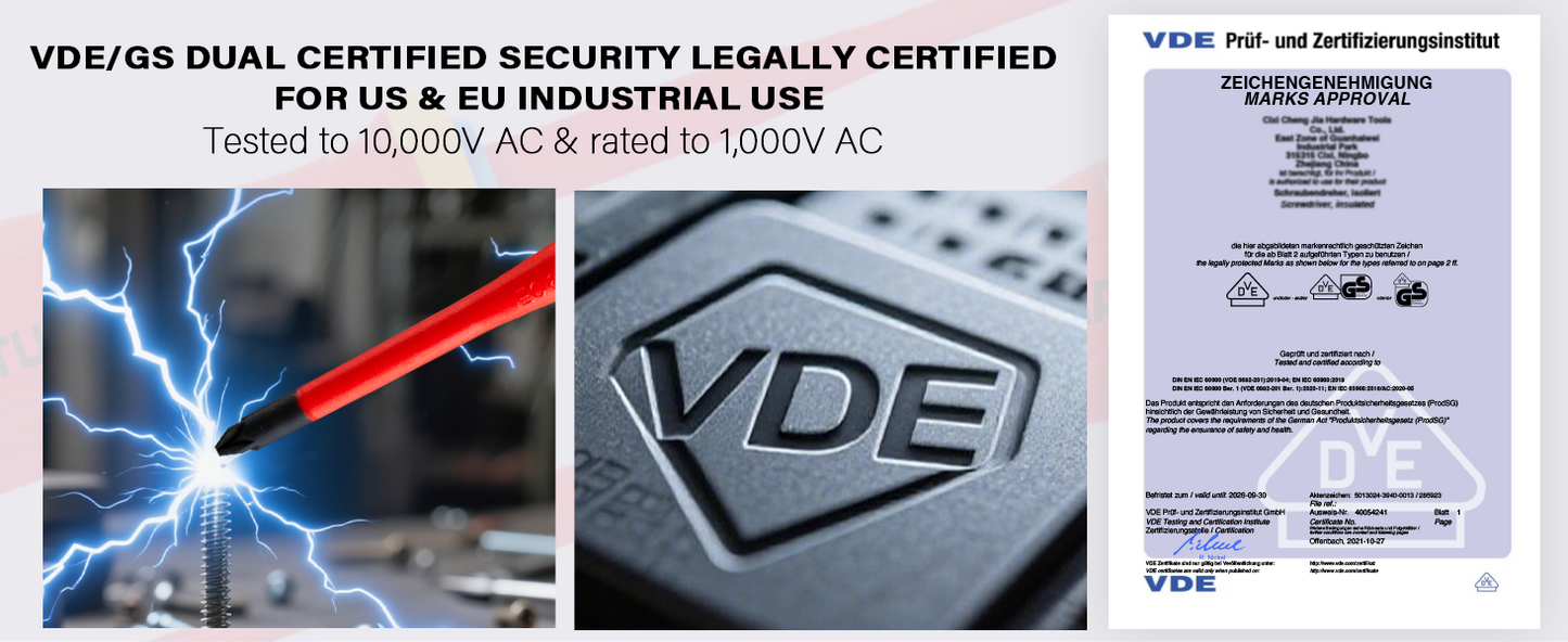 HAUTMEC Insulated Screwdriver Set, 6-Piece Electrician Screwdriver Set, VDE & GS Certified 1000V, with S2 Steel Magnetic Tips and Tri-Material Handles for Professional Electrical Work, HT0331