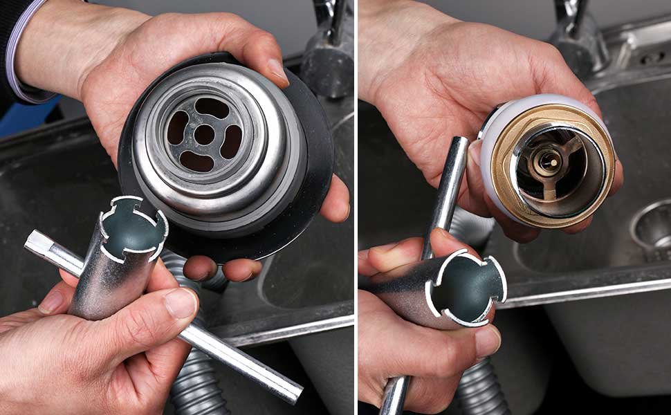 HAUTMEC Basket Strainer Wrench, Double Working End, Universal Sink Basket Strainer Wrench PL0029