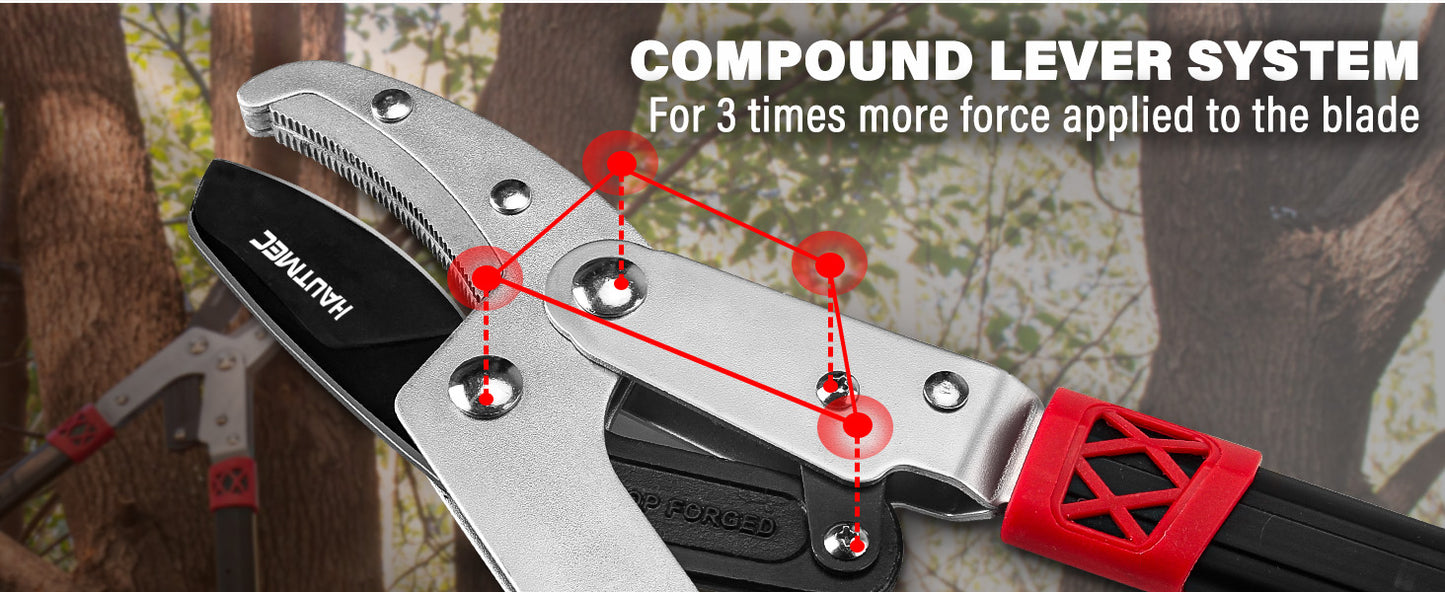HAUTMEC Anvil Loppers for Tree Trimming Heavy Duty, Extendable 27-37'' Garden Bypass Loppers with Compound Action System, 2" Cutting Capacity,with replacement blades, HT0461