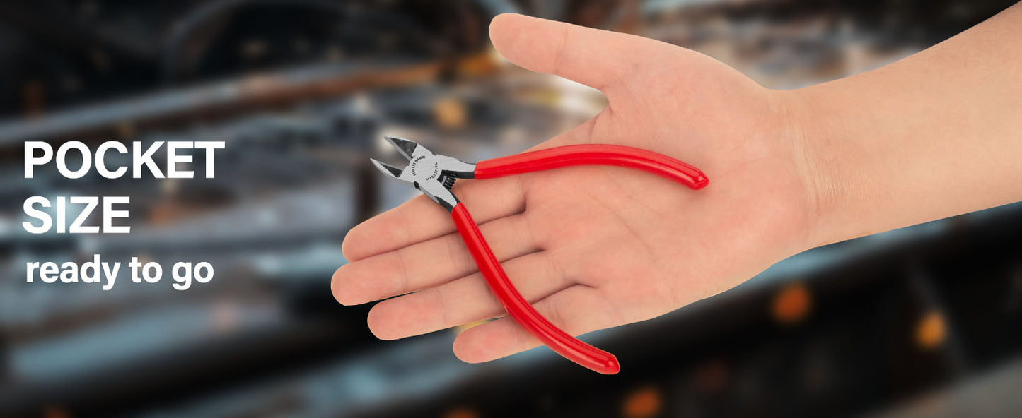 HAUTMEC 5" Precise Small Flush Cutting of Engineer Wire Cutter Plier 2PCS with Location Pin for Fine Shearing, Perfect for Circuit Board Cutting, Electronic Components, HT0327-2PC