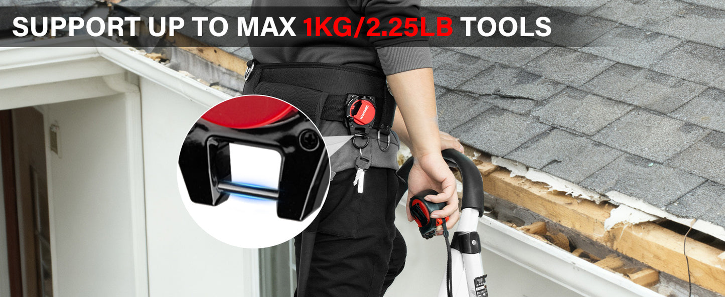 HAUTMEC Tape Measure Holder for Tool Belt Clip,Widen Locking Belt Clip up to 2-1/8" with Rotating Latch Tape Measure Clip Compact & Portable Measuring Tape Holder HTMEM25049