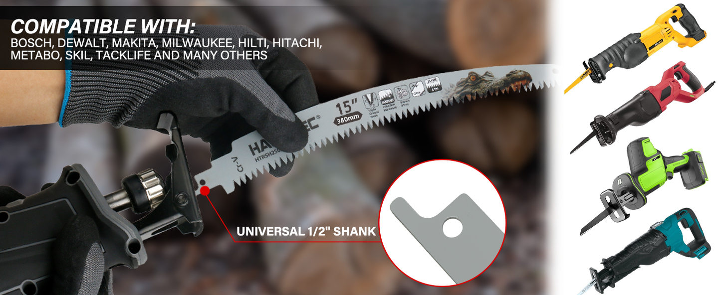 HAUTMEC 15 Inch Japanese Teeth Reciprocating Saw Blade, Cr-V Sawzall Blades with 6TPI Harden Teeth, Arc Edge Design, Medium Cut for for Tree Trimming, Wood, PVC Pipe Cutting, 4 Pack – HTRSH25045