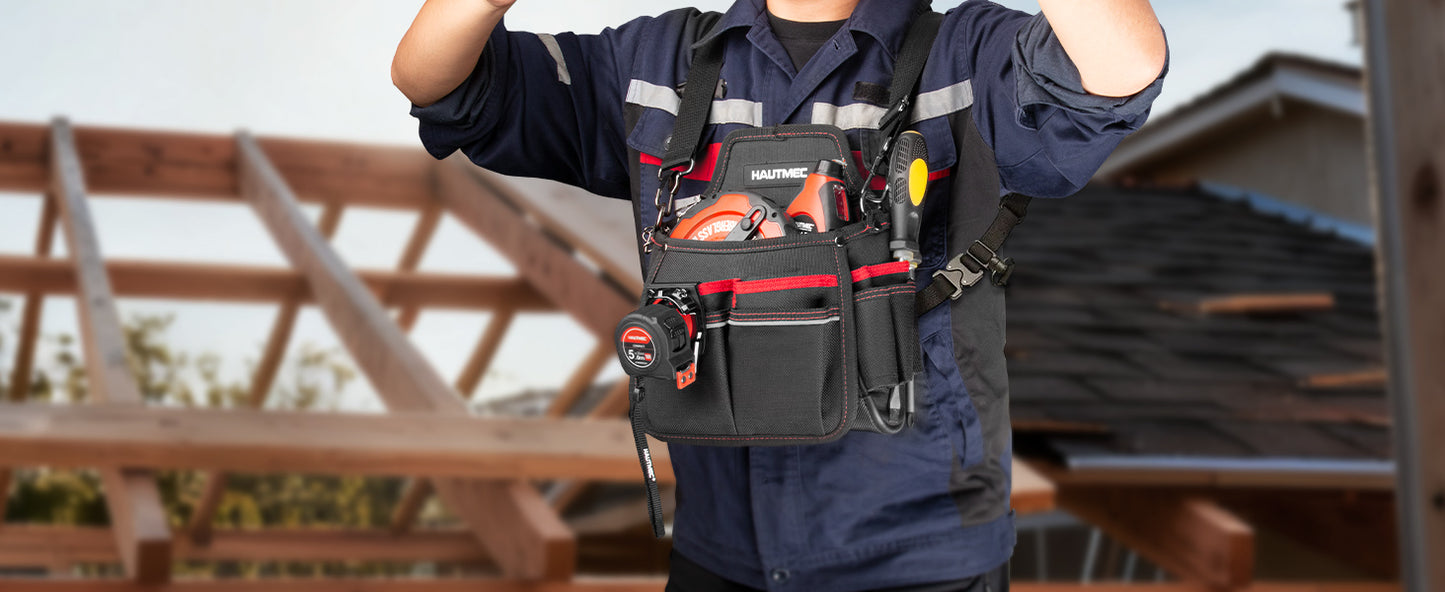 HAUTMEC Tape Measure Holder for Tool Belt Clip,Widen Locking Belt Clip up to 2-1/8" with Rotating Latch Tape Measure Clip Compact & Portable Measuring Tape Holder HTMEM25049