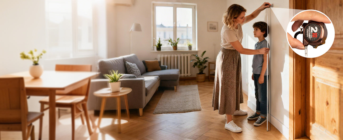 HAUTMEC Mini Tape Measure, Brown 3PCS 6FT/2M Small Measuring Tape, Metric & Imperial Scales, Retractable Pocket Keychain Measurement,ABS Protective Casing, Suitable for Homeowners, HTMEH25056