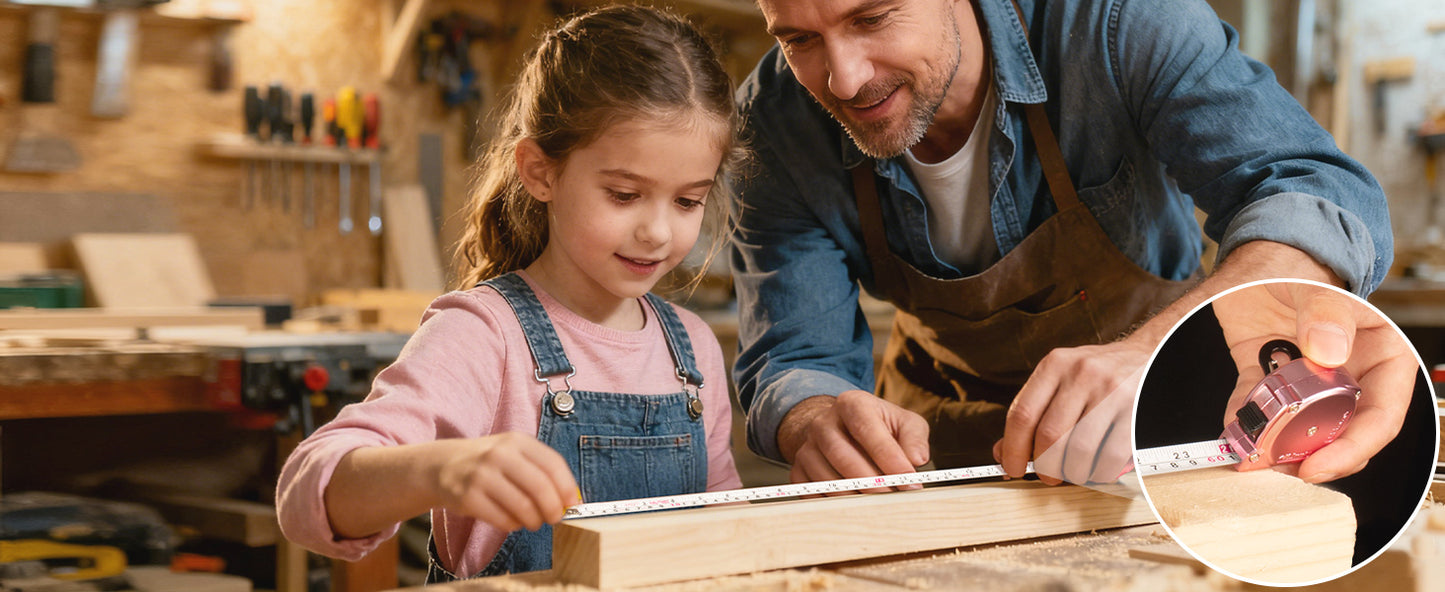 HAUTMEC Mini Tape Measure, Pink 3PCS 6FT/2M Small Measuring Tape, Metric & Imperial Scales, Retractable Pocket Tape Measure Keychain Measurement, ABS Protective Casing, Suitable for Homeowners,HTMEH25057