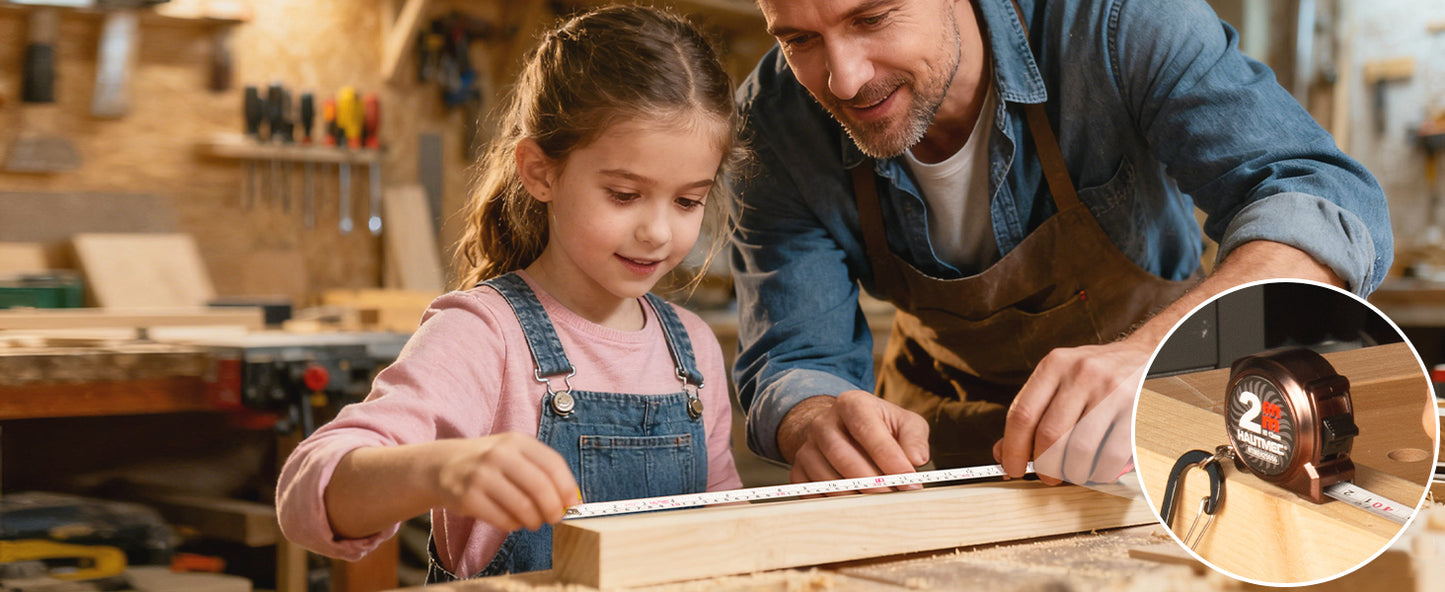 HAUTMEC Mini Tape Measure, Brown 3PCS 6FT/2M Small Measuring Tape, Metric & Imperial Scales, Retractable Pocket Keychain Measurement,ABS Protective Casing, Suitable for Homeowners, HTMEH25056