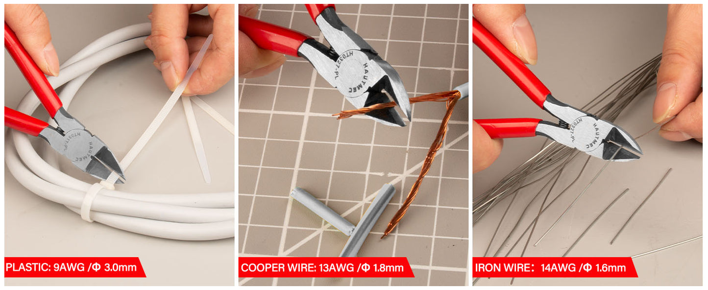 HAUTMEC 5" Precise Small Flush Cutting of Engineer Wire Cutter Plier 10PCS with Location Pin for Fine Shearing, Perfect for Circuit Board Cutting, Electronic Components, HT0327-10PC