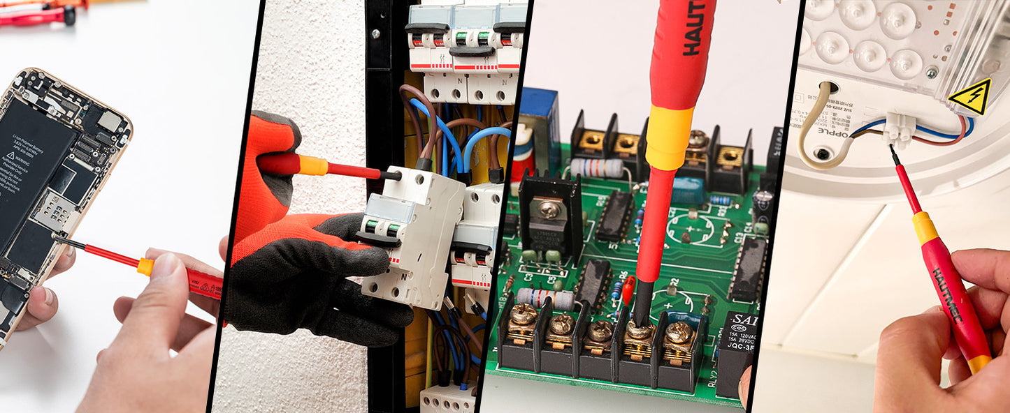 HAUTMEC 6PCS Small Precision Screwdriver Set 1000V Mini Insulated Screwdriver Set with VDE Certified, S2 Steel, Slotted and Phillips Magnetic Tip for Electrical Work, HT0313