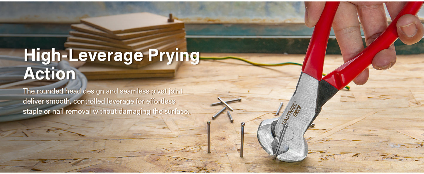 HAUTMEC 7 Inch Nail Puller Pliers Tool, CR-Ni Steel End Cutting Pliers with Non-Slip Grip, Nail Remover Tool with Polished Finish, End Cutting Nippers Tool for Pulling Nails and Wires HT0158-CP