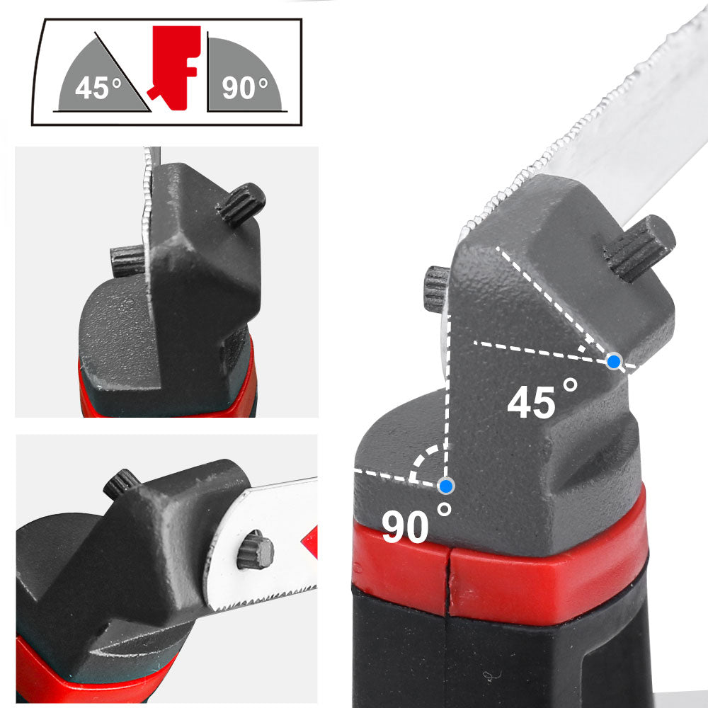 HAUTMEC 12 Inch X-Power High-Tension Hacksaw Frame, Adjustable 55°/90°Heavy Duty Aluminum Structure，Soft Non-slip Grip, 24 TPI Bi-Metal Blade for Metal, Wood, PVC Pipes HT0146-HS