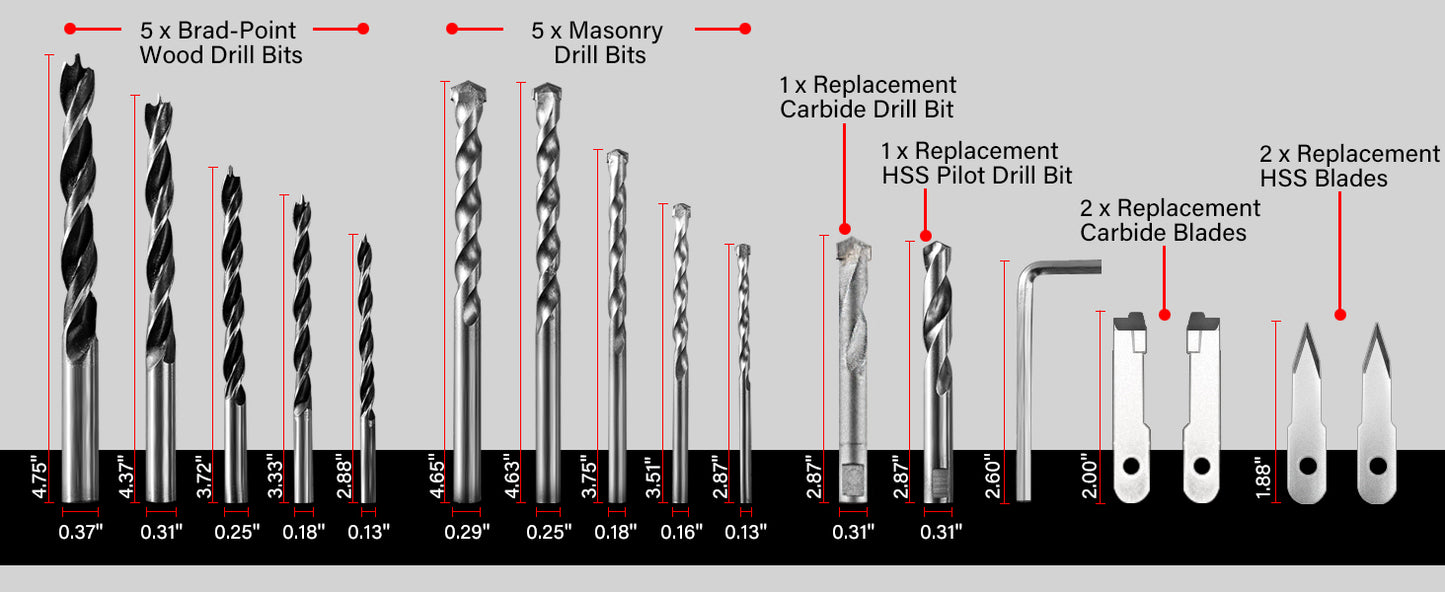 HAUTMEC Adjustable Hole Saw Cutter Kit, 1.6"–11.8"(40–300mm) Large Size, Heavy-Duty Bi-Metal Hole Cutter with PC Dust Shield, Adjustable Arbor & Pilot Bit for Wood, Plastic, Drywall – HTHOH25014