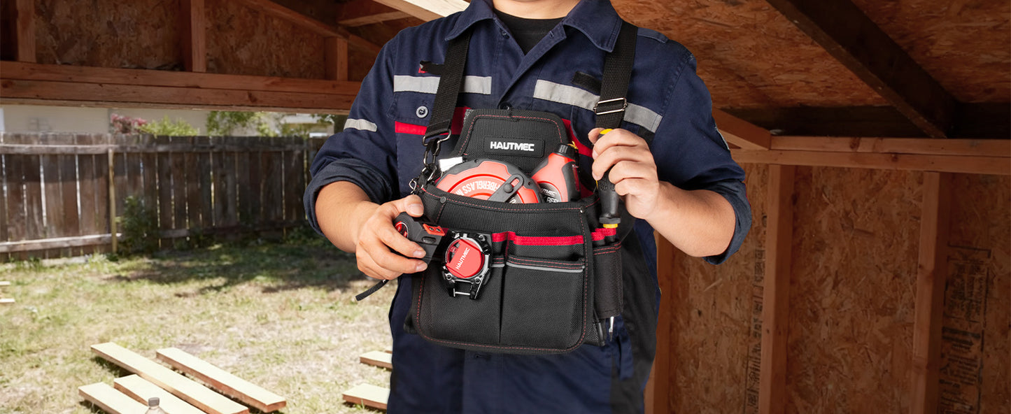 HAUTMEC Tape Measure Holder for Tool Belt Clip,Widen Locking Belt Clip up to 2-1/8" with Rotating Latch Tape Measure Clip Compact & Portable Measuring Tape Holder HTMEM25049