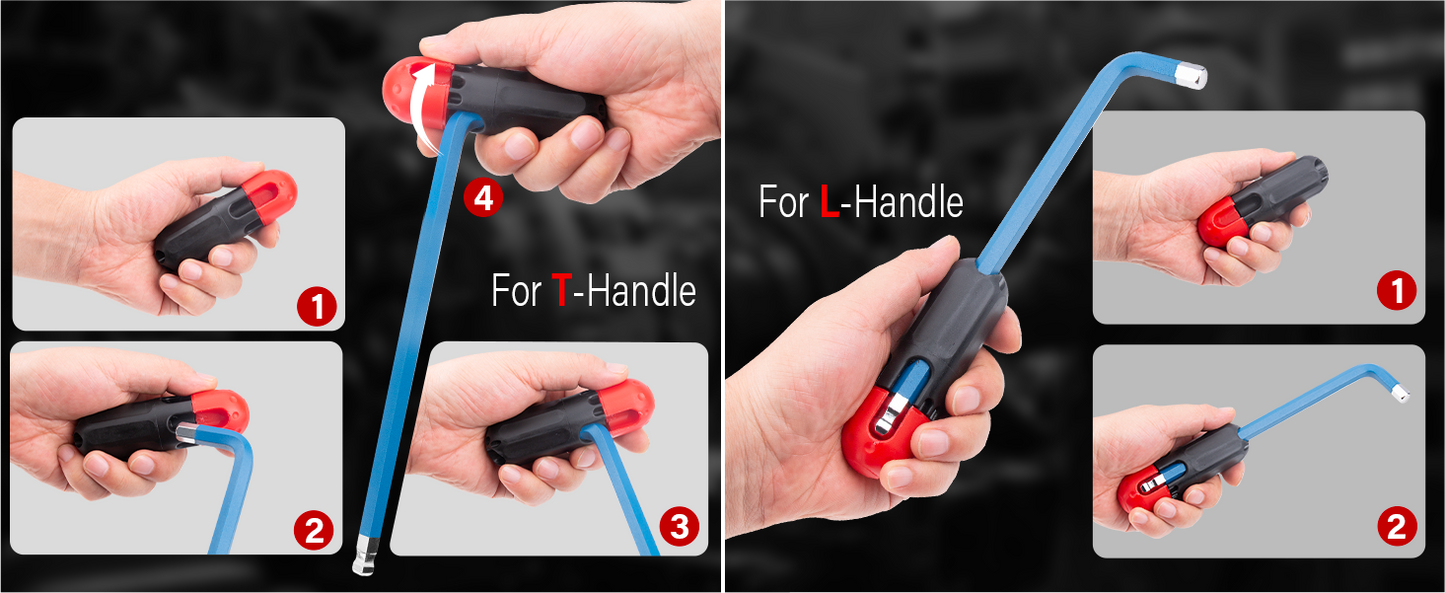 HAUTMEC 27PCS Long Allen Wrenches Sets with Ball End, SAE Metric Torx Allen Key Set with T-Handle Hex Key, 60CR-V Steel, Color Coded & Storage Bag,  SAE(1/16" to 3/8″),Metric(1.5-10mm),Torx (T10-T50) HTHKM25051