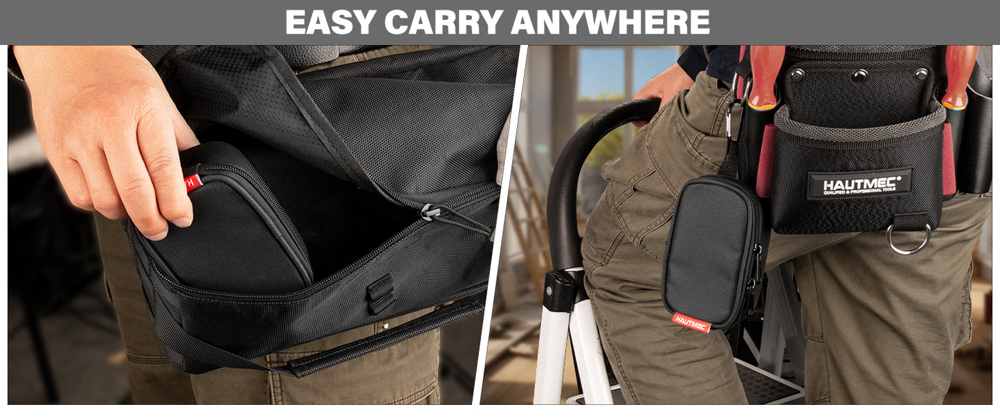 HAUTMEC Small Hard Tool Storage Case, Heavy-Duty 1680D Tool Bag with EVA Molded Base, PE Reinforced Top & Waterproof Bottom, Dual Zipper Compact Organizer for Small Parts & Electronic Devices – HT0402