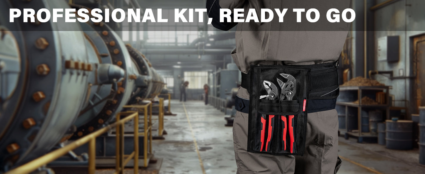 HAUTMEC  2-Piece 10 Inch Adjustable Pliers Wrench & Water Pump Pliers, Parallel Smooth Jaw & V-Jaw, CR-V Steel, Fast Adjustable Tongue and Groove Joint Pliers for Plumbing, Mechanical, Home Repair HTAWH25027