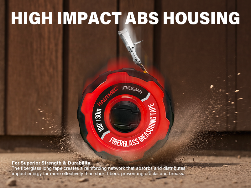 HAUTMEC Measuring Tape Long 100ft/30m Tape Measure Flexible Pvc Fiberglass Dual Inch/Metric, 3:1 Gear Ratio Speed Closed Reel Measure Tape,For Land Yard Distance Measurement, And Construction HTMEM25061