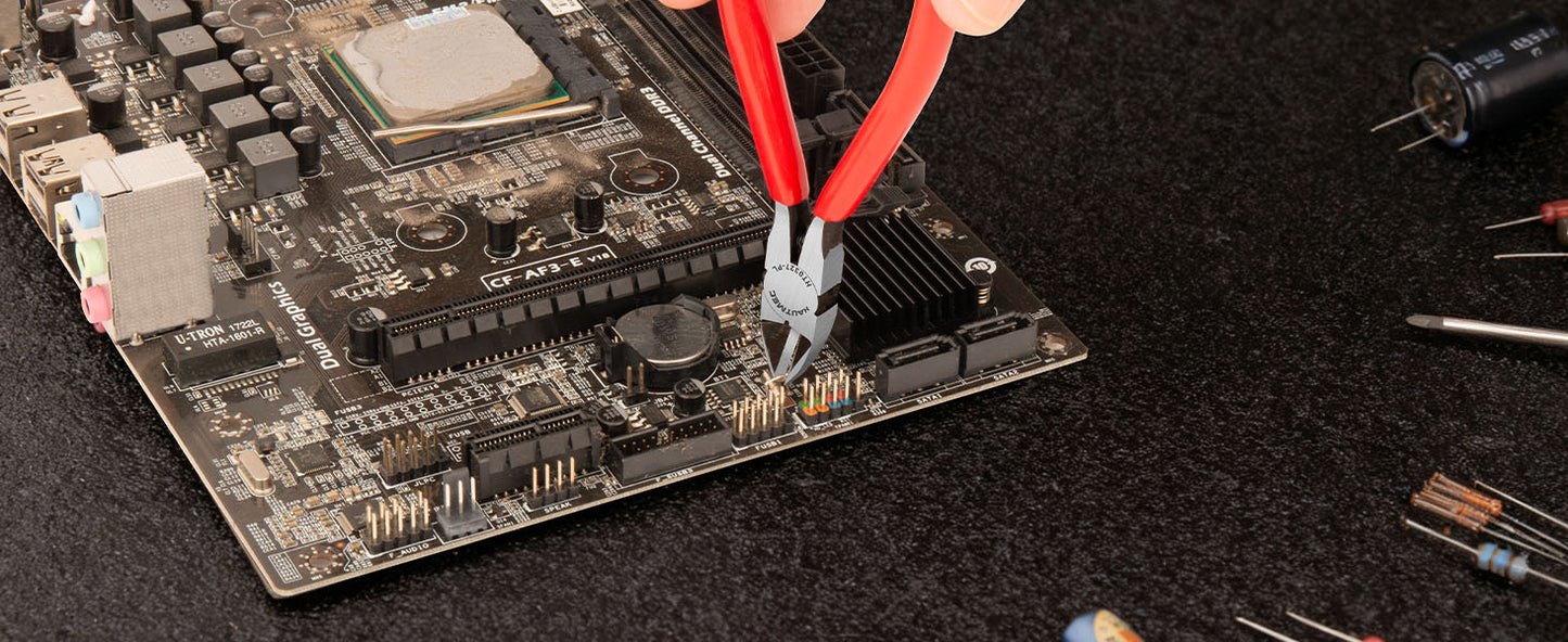 HAUTMEC 5" Precise Small Flush Cutting of Engineer Wire Cutter Plier 2PCS with Location Pin for Fine Shearing, Perfect for Circuit Board Cutting, Electronic Components, HT0327-2PC