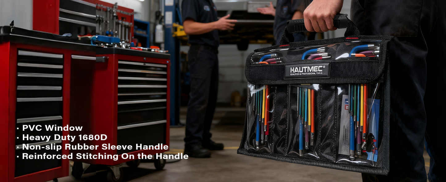 HAUTMEC 27PCS Long Allen Wrenches Sets with Ball End, SAE Metric Torx Allen Key Set with T-Handle Hex Key, 60CR-V Steel, Color Coded & Storage Bag,  SAE(1/16" to 3/8″),Metric(1.5-10mm),Torx (T10-T50) HTHKM25051