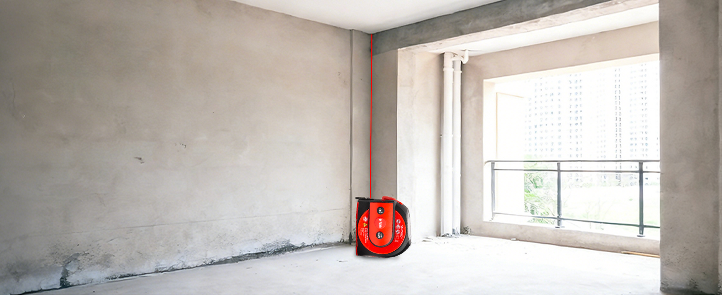 HAUTMEC 2 in 1 Digital Laser Tape Measure, 197ft/60m Digital Measuring Tape & 16ft/5m Auto Lock Tape Measure, Support to Pythagorean, Area, Volume Rechargeable, for Construction 25048