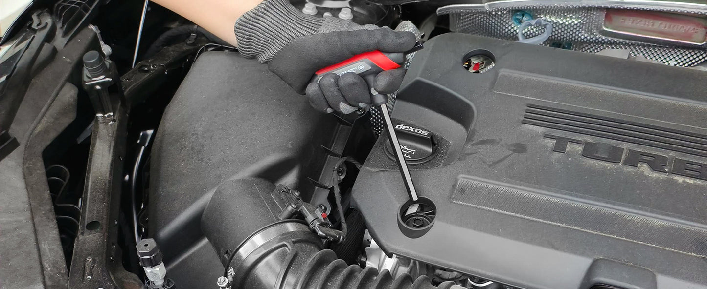 HAUTMEC 14-Piece T-Handle Allen Wrench Set, SAE & Metric T-Handle Hex Key Set, High Torque CR-V Steel Allen Key Set with Storage Rack, for Bike, Motorcycle, Furniture & Auto Repair, HTHKH25040