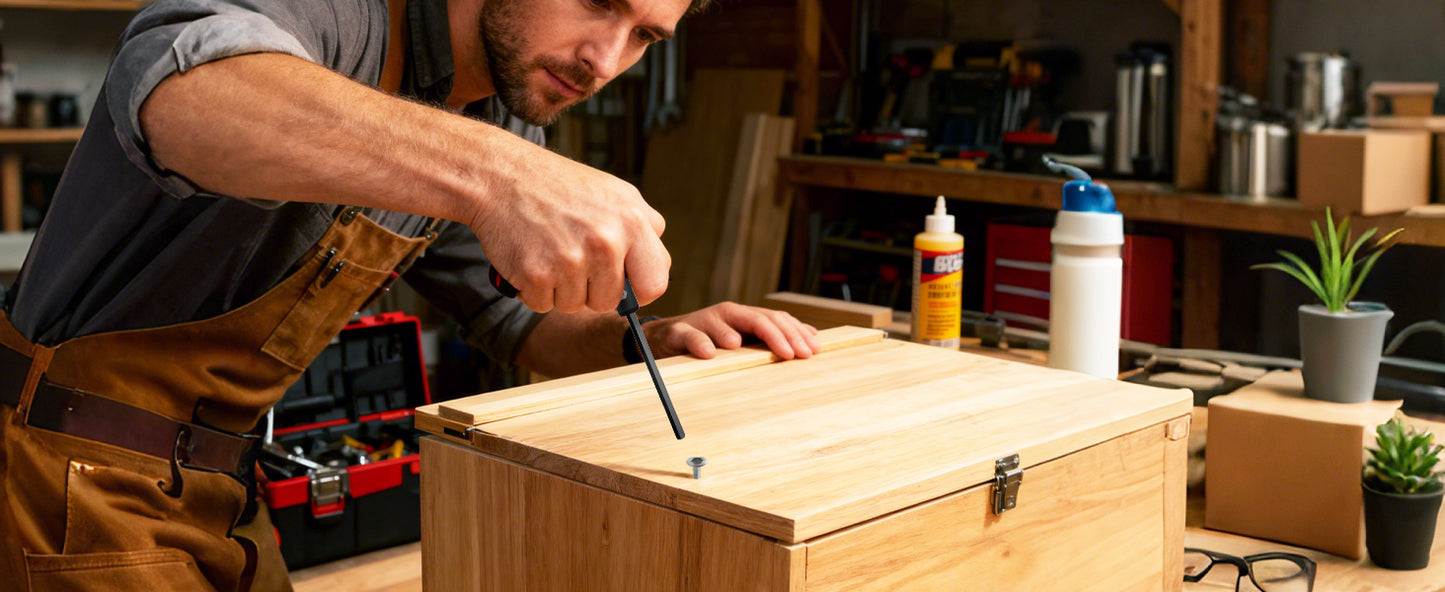 HAUTMEC 14-Piece T-Handle Allen Wrench Set, SAE & Metric T-Handle Hex Key Set, High Torque CR-V Steel Allen Key Set with Storage Rack, for Bike, Motorcycle, Furniture & Auto Repair, HTHKH25040