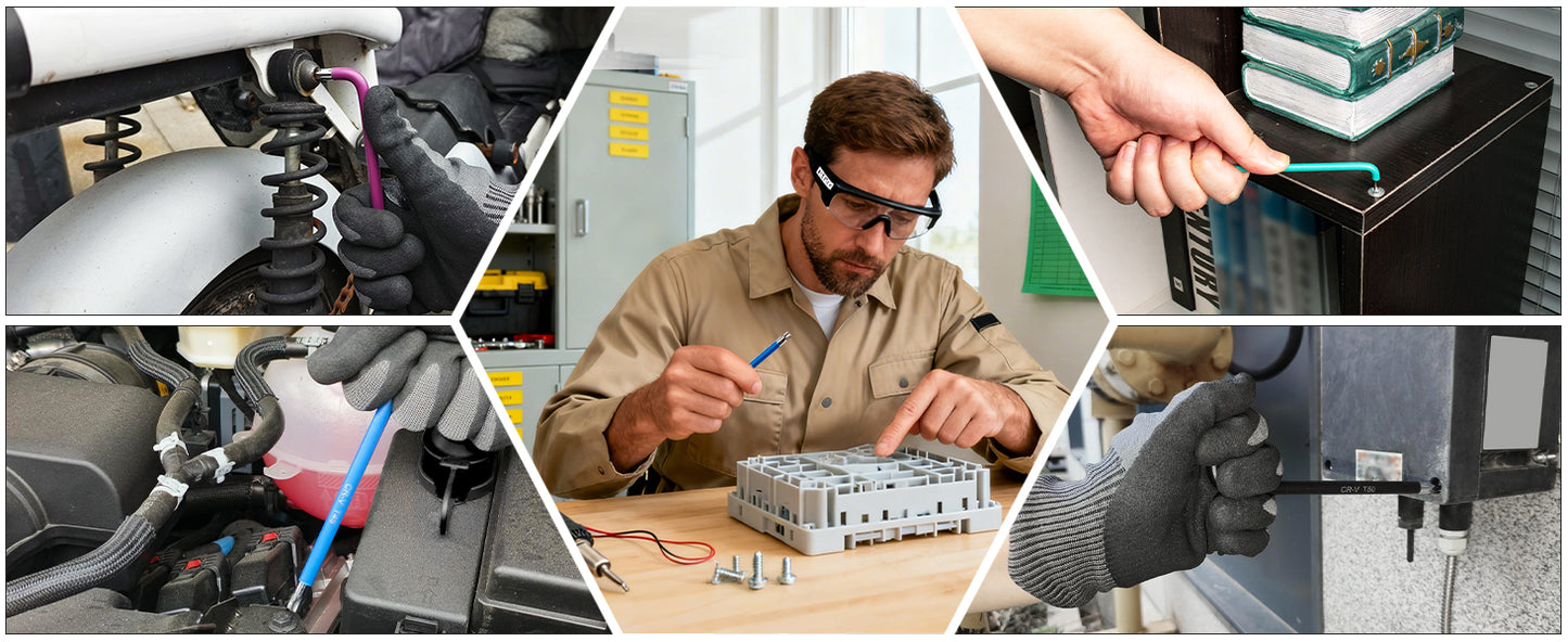 HAUTMEC Torx Allen Wrench Set, 9PCS Star Allen Key Set, T10-T50 Star Allan Wrench Sets with Visible Coding, CR-V Steel, Drilled Tips & Non-Slip Colorful Handles for Automotive, Bike, Furniture Repair HTHKH25042