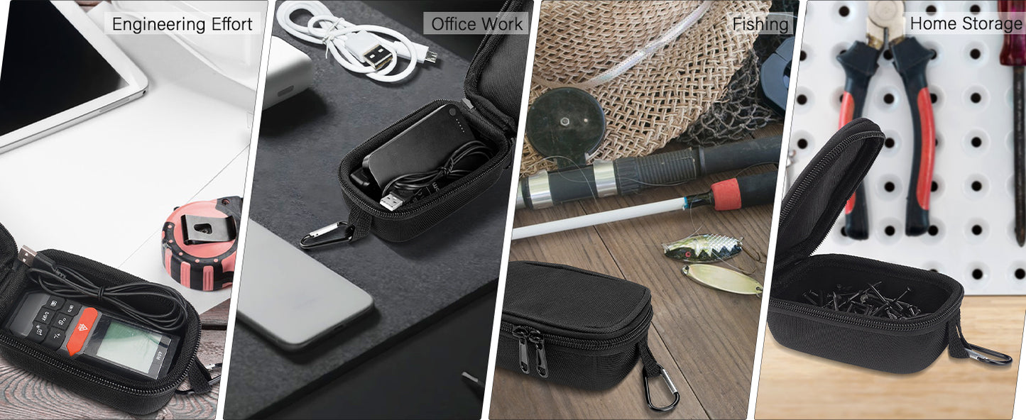 HAUTMEC Small Hard Tool Storage Case, Heavy-Duty 1680D Tool Bag with EVA Molded Base, PE Reinforced Top & Waterproof Bottom, Dual Zipper Compact Organizer for Small Parts & Electronic Devices – HT0402