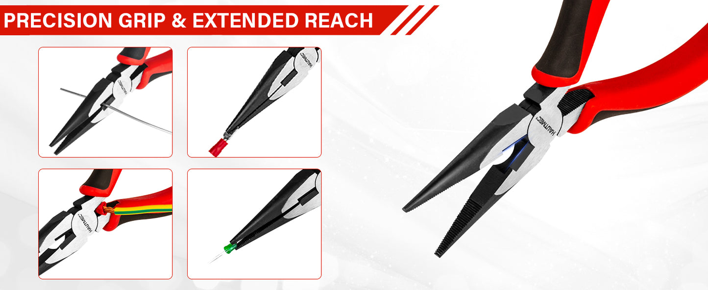 HAUTMEC 5-Piece Bi-Material Pliers Set, Including Slip-joint, Long Nose, Diagonal, Linesman, Groove Joint Pliers, Multi-Purpose for Repair, Home Maintenance, HTPTM25035