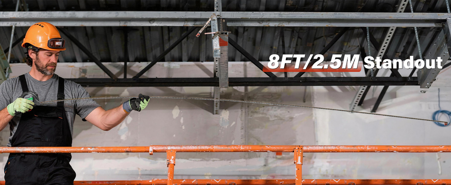 HAUTMEC Tape Measure 16ft/5m Dual Scale Metric Measuring Tape, Auto-Lock with Nylon Coated Blade & Rubber Case, for Construction, Woodworking, DIY HT0100