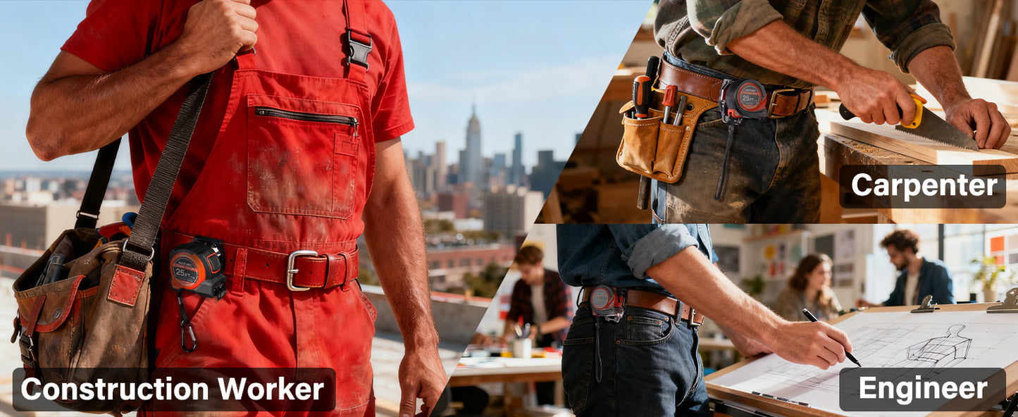 HAUTMEC Tape Measure Holder for Tool Belt Clip,Widen Locking Belt Clip up to 2-1/8" with Rotating Latch Tape Measure Clip Compact & Portable Measuring Tape Holder HTMEM25049