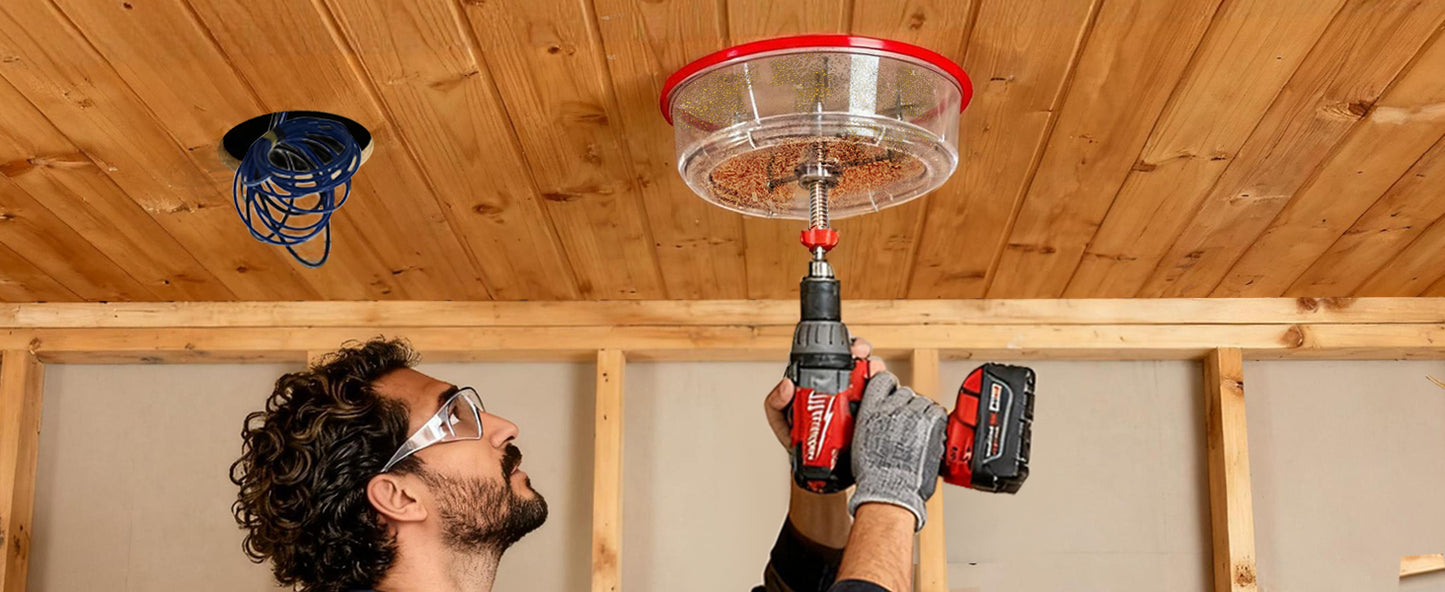 HAUTMEC Adjustable Hole Saw Cutter Kit, 1.6"–11.8"(40–300mm) Large Size, Heavy-Duty Bi-Metal Hole Cutter with PC Dust Shield, Adjustable Arbor & Pilot Bit for Wood, Plastic, Drywall – HTHOH25014