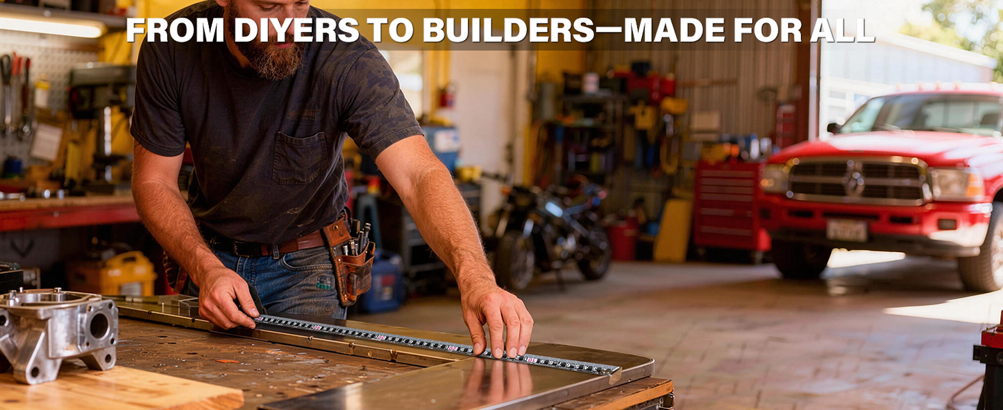 HAUTMEC Tape Measure 16ft/5m Dual Scale Metric Measuring Tape, Auto-Lock with Nylon Coated Blade & Rubber Case, for Construction, Woodworking, DIY HT0100