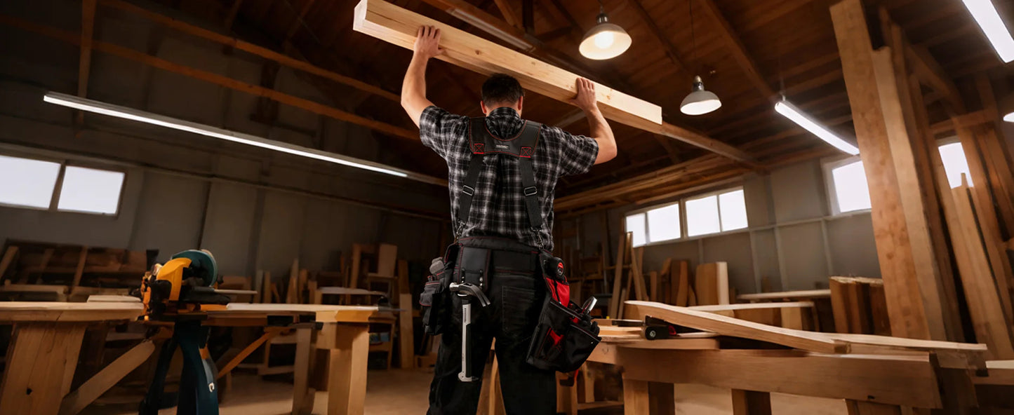 HAUTMEC Professional Tool Belt with Suspenders, 19 Pockets, Heavy-Duty 1680D Work Belt with Adjustable Padded Waist & Shoulder Support, Phone Pouch, Hammer & Tape Holder – HT0400