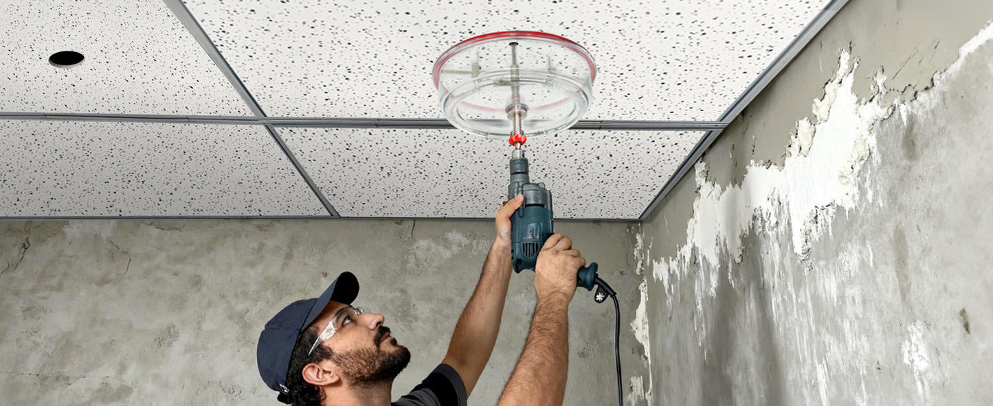 HAUTMEC Adjustable Hole Saw Cutter Kit, 1.6"–11.8"(40–300mm) Large Size, Heavy-Duty Bi-Metal Hole Cutter with PC Dust Shield, Adjustable Arbor & Pilot Bit for Wood, Plastic, Drywall – HTHOH25014