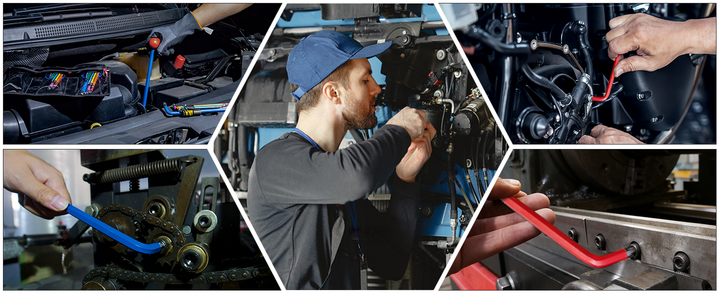 HAUTMEC 27PCS Long Allen Wrenches Sets with Ball End, SAE Metric Torx Allen Key Set with T-Handle Hex Key, 60CR-V Steel, Color Coded & Storage Bag,  SAE(1/16" to 3/8″),Metric(1.5-10mm),Torx (T10-T50) HTHKM25051