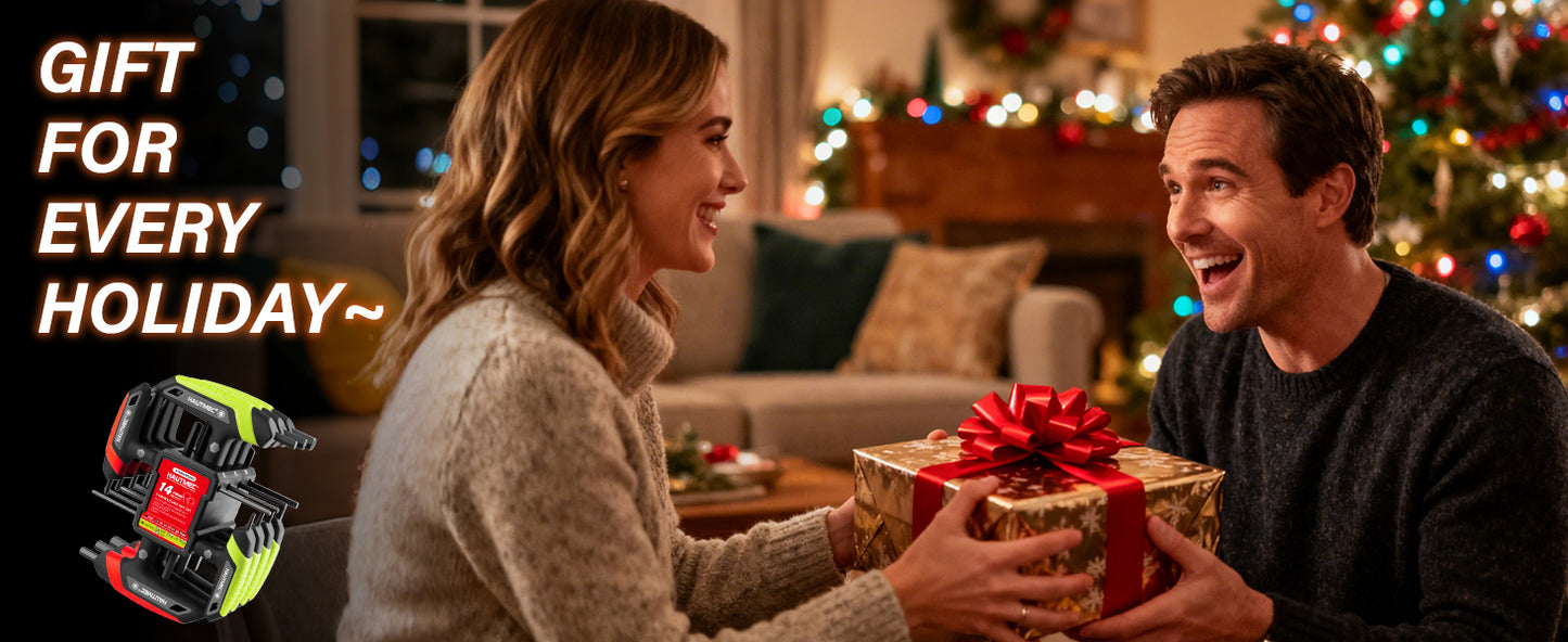 HAUTMEC 14-Piece T-Handle Allen Wrench Set, SAE & Metric T-Handle Hex Key Set, High Torque CR-V Steel Allen Key Set with Storage Rack, for Bike, Motorcycle, Furniture & Auto Repair, HTHKH25040