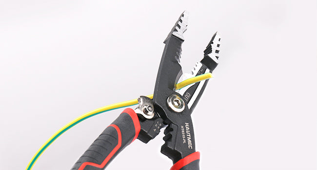 HAUTMEC 7-in-1 Wire Stripper Cutters Tool, 8" Wire Strippers, Electrical, Wire Cable Stripper and Crimping Tool, Multifunctional Pliers HT0319-PL